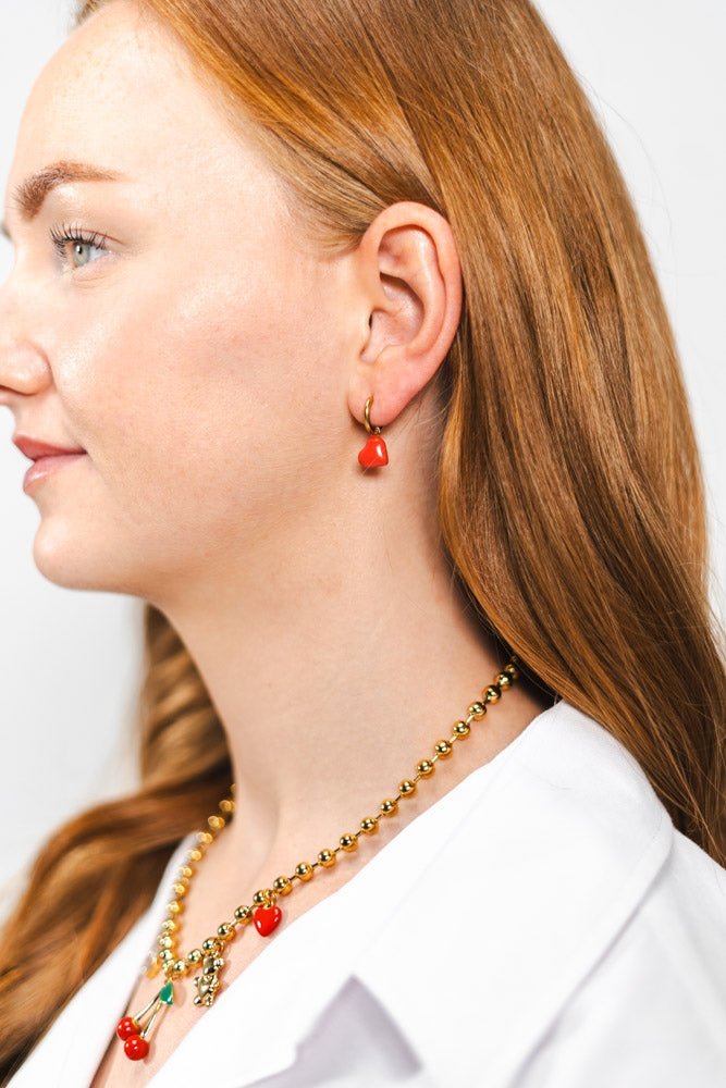 Chunky Cherry Charm Ketting - Goud - Focal Finesse