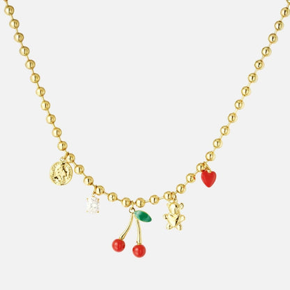 Chunky Cherry Charm Ketting - Goud - Focal Finesse