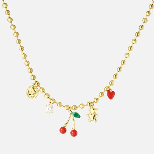 Chunky Cherry Charm Ketting - Goud - Focal Finesse