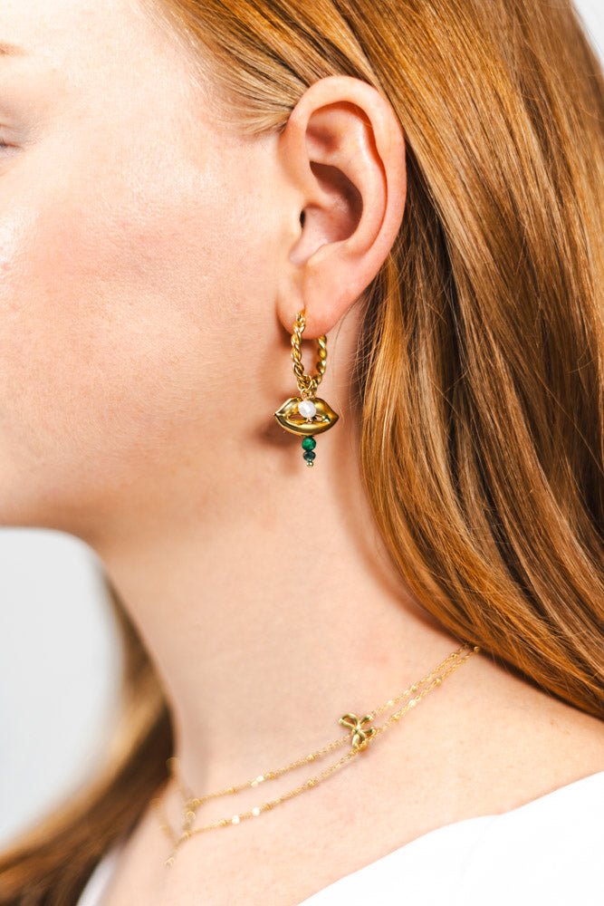 Pearl Pout Oorbellen - Goud/Paars - Focal Finesse