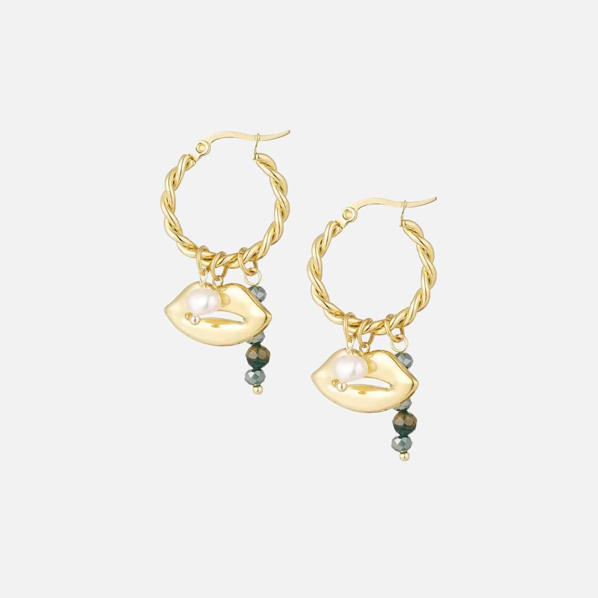 Pearl Pout Oorbellen - Goud/Paars - Focal Finesse