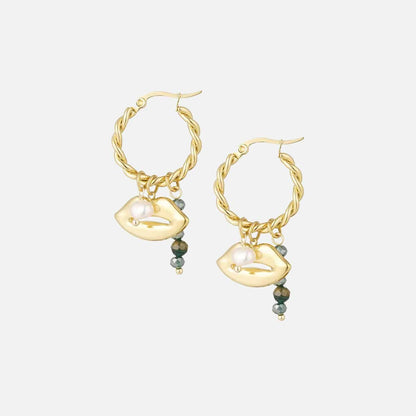 Pearl Pout Oorbellen - Goud/Paars - Focal Finesse