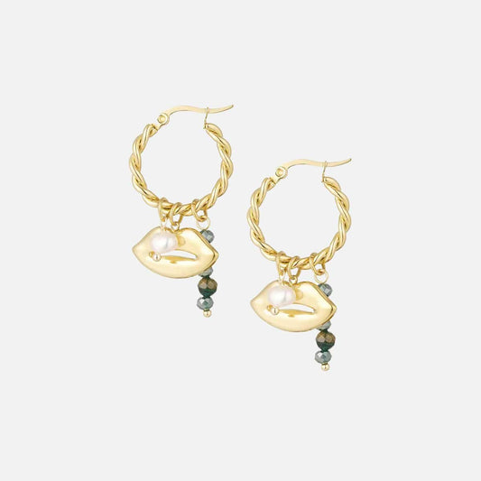 Pearl Pout Oorbellen - Goud/Paars - Focal Finesse