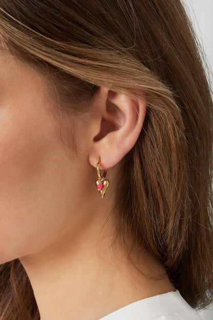 Rosé Heart Charm Oorbellen - Focal Finesse