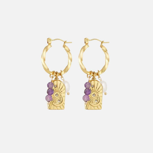 Sunlit Charm Oorbellen - Goud/Roze - Focal Finesse
