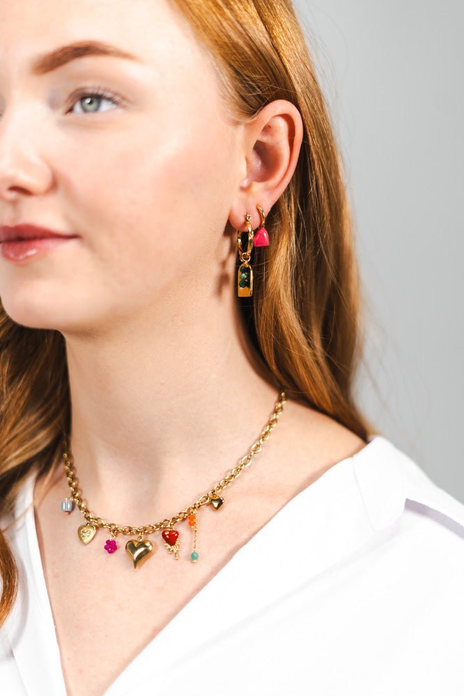 Sunlit Charm Oorbellen - Goud/Roze - Focal Finesse